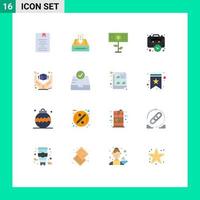 Set of 16 Vector Flat Colors on Grid for case bag document growth money Editable Pack of Creative Vector Design Elements