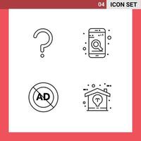 Set of 4 Modern UI Icons Symbols Signs for help ad block mark phone advertising Editable Vector Design Elements