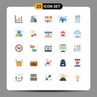 Universal Icon Symbols Group of 25 Modern Flat Colors of cube refrigerator garland fridge upload Editable Vector Design Elements