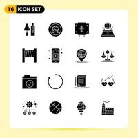 Set of 16 Modern UI Icons Symbols Signs for imagination world off medicine form Editable Vector Design Elements