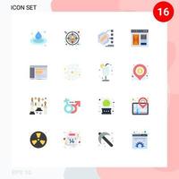 Modern Set of 16 Flat Colors Pictograph of admin page biochemical internet browser Editable Pack of Creative Vector Design Elements