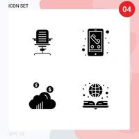 4 Creative Icons Modern Signs and Symbols of armchair smart phone chair call marketing Editable Vector Design Elements