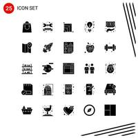 Pictogram Set of 25 Simple Solid Glyphs of funding lighting scalabel light bulb Editable Vector Design Elements