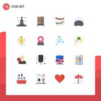 User Interface Pack of 16 Basic Flat Colors of bundle footprint hotel clutches night party Editable Pack of Creative Vector Design Elements