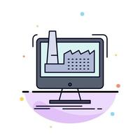 digital factory manufacturing production product Flat Color Icon Vector