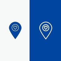 Heart Location Map Pointer Line and Glyph Solid icon Blue banner Line and Glyph Solid icon Blue banner vector