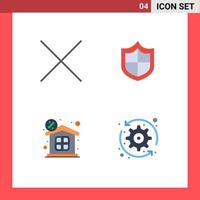 Mobile Interface Flat Icon Set of 4 Pictograms of close arrows firewall finance system Editable Vector Design Elements