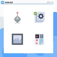 Mobile Interface Flat Icon Set of 4 Pictograms of arcade programming joystick develop graph Editable Vector Design Elements