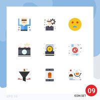 9 Flat Color concept for Websites Mobile and Apps disk computer emojis capture photo Editable Vector Design Elements