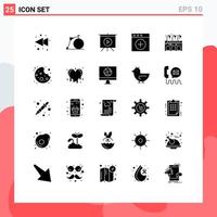 Mobile Interface Solid Glyph Set of 25 Pictograms of cookie pub presentation life new Editable Vector Design Elements