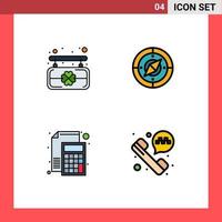 User Interface Pack of 4 Basic Filledline Flat Colors of board file navigation location paper Editable Vector Design Elements