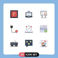 Pictogram Set of 9 Simple Flat Colors of power devices advertisement cord board Editable Vector Design Elements