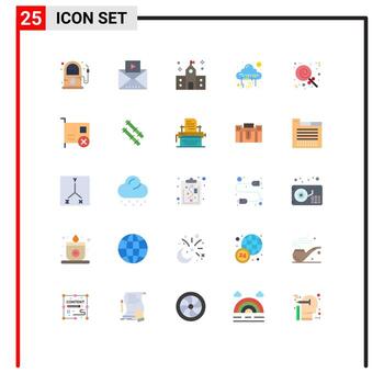 Set of 25 Vector Flat Colors on Grid for server code building cloud school Editable Vector Design Elements