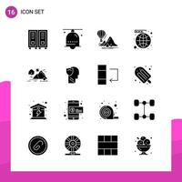 Glyph Icon set Pack of 16 Solid Icons isolated on White Background for responsive Website Design Print and Mobile Applications Creative Black Icon vector background