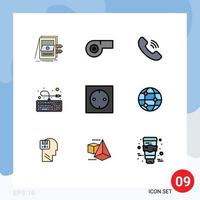 User Interface Pack of 9 Basic Filledline Flat Colors of technology electronic communication appliances hardware Editable Vector Design Elements