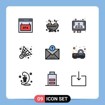 Stock Vector Icon Pack of 9 Line Signs and Symbols for outline ecommerce diagram game badminton Editable Vector Design Elements