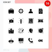 16 User Interface Solid Glyph Pack of modern Signs and Symbols of add witch account spells costume Editable Vector Design Elements