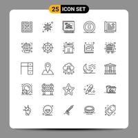 Modern Set of 25 Lines and symbols such as history track argument stop control Editable Vector Design Elements