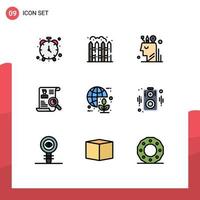 paquete de iconos de vector de stock de 9 signos y símbolos de línea para elementos de diseño de vector editables de currículum vitae digital de trabajo global