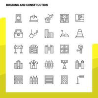 conjunto de iconos de línea de construcción y construcción conjunto de 25 iconos diseño de estilo minimalista vectorial conjunto de iconos negros paquete de pictogramas lineales vector