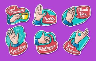 Greetings Chat Sticker Set vector