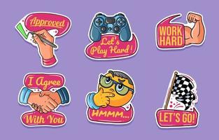 Action Word Sticker Set vector