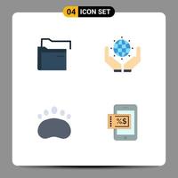 Universal Icon Symbols Group of 4 Modern Flat Icons of data clutches network save the world mobile Editable Vector Design Elements