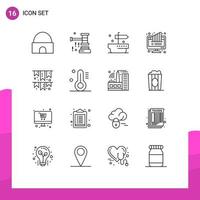 Outline Pack of 16 Universal Symbols of pie computer sale chart giving Editable Vector Design Elements