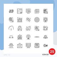 Pack of 25 Modern Lines Signs and Symbols for Web Print Media such as internet message tools education chat Editable Vector Design Elements