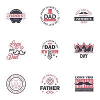 happy fathers day 9 Black and Pink text design Vector calligraphy Typography poster Usable as background Editable Vector Design Elements