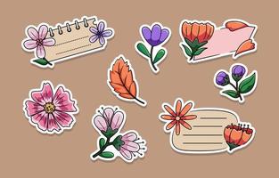 Decorative Spring Flower Journal Sticker Collection vector