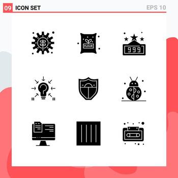 Group of 9 Solid Glyphs Signs and Symbols for security suggestion high score solution question Editable Vector Design Elements