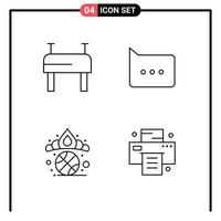 Line Pack of 4 Universal Symbols of gymnastics office chat diadem printer Editable Vector Design Elements