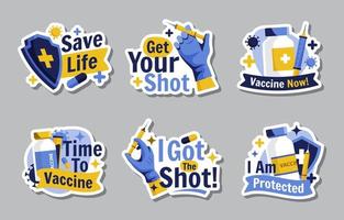 Vaccine Sticker Collcetion vector