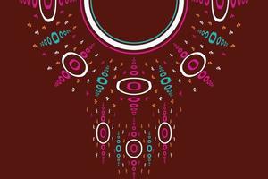 Kurti Neck Design Vector Motif A beautiful embroidery neckline design, round swirl motifs, geometrical pattern, and elements, Ombre Pattern Aztec style embroidery abstract Kurti Neck .
