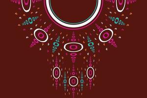 motivo vectorial de diseño de cuello kurti un hermoso diseño de escote bordado, motivos de remolino redondo, patrón geométrico y elementos, patrón ombre estilo azteca bordado cuello kurti abstracto. vector