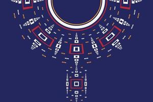 Kurti Neck Design Vector Motif A beautiful embroidery neckline design, round swirl motifs, geometrical pattern, and elements, Brocade kurta Aztec style embroidery design for saree