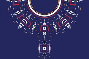 motivo vectorial de diseño de cuello kurti un hermoso diseño de cuello de bordado, motivos de remolino redondo, patrón geométrico y elementos, diseño de bordado de estilo azteca kurta brocade para saree vector