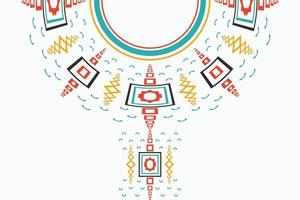 Kurti Neck Design Vector Motif A beautiful embroidery neckline design, round swirl motifs, geometrical pattern, and elements, digital, and textile print on fabric saree.