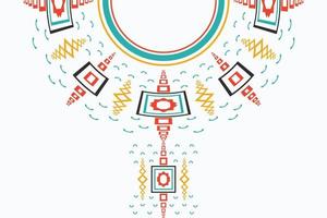 motivo vectorial de diseño de cuello kurti un hermoso diseño de escote bordado, motivos de remolino redondo, patrón geométrico y elementos, impresión digital y textil en sari de tela. vector