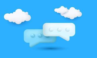 illustration realistic icon 3d blue and white bubble message chat isolated on background vector