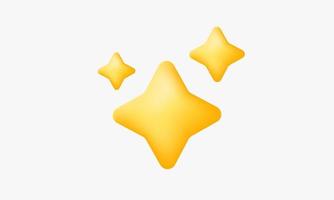 illustration realistic yellow star sparkling element rendering creative 3d isolated on background vector