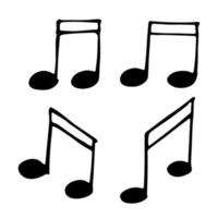 Music note doodle set. Hand drawn musical symbol. Elements for print, web, design, decor, logo vector
