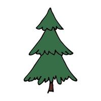 Christmas tree hand drawn clipart. Spruce doodle. Single element for card, print, web, design, decor vector