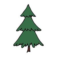 clipart dibujado a mano del árbol de navidad. garabato de abeto. elemento único para tarjeta, impresión, web, diseño, decoración vector