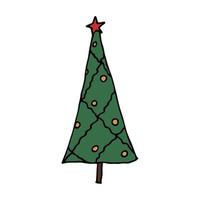 clipart dibujado a mano del árbol de navidad. garabato de abeto. elemento único para tarjeta, impresión, web, diseño, decoración vector