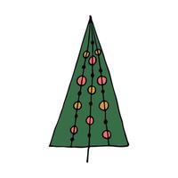 Christmas tree hand drawn clipart. Spruce doodle. Single element for card, print, web, design, decor vector