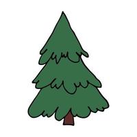 Christmas tree hand drawn clipart. Spruce doodle. Single element for card, print, web, design, decor vector