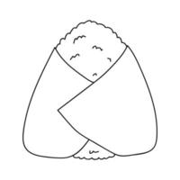 Hand drawn onigiri clipart. Japanese fast food made of rice. Rice ball in nori seaweed vector