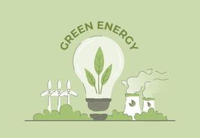 el concepto de energía verde. ilustración vectorial de energía. ambiente. ciudades ecológicas. vector